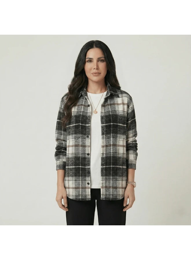 Bedaya Moda Winter Wool Black& Gray Oversized Plaid Shirt /unisex - Image 4
